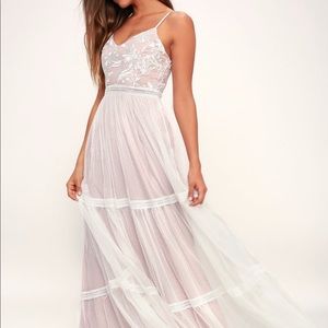 Lulus Elenora White Embroidered Maxi Dress